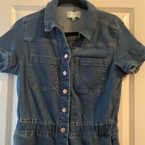 Denim Button-Up Jumpsuit